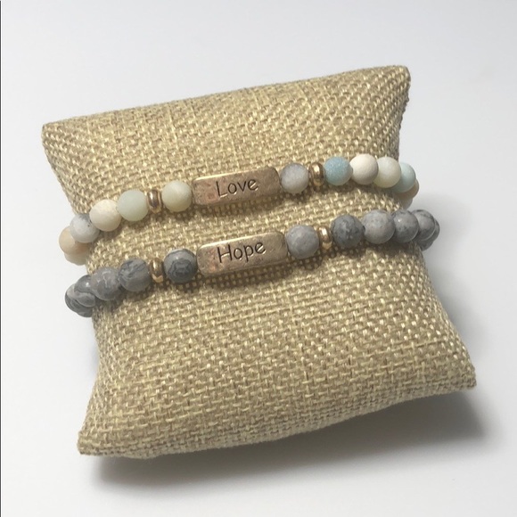 Multi-color bead Love & grey Hope Bracelet set - Picture 2 of 8